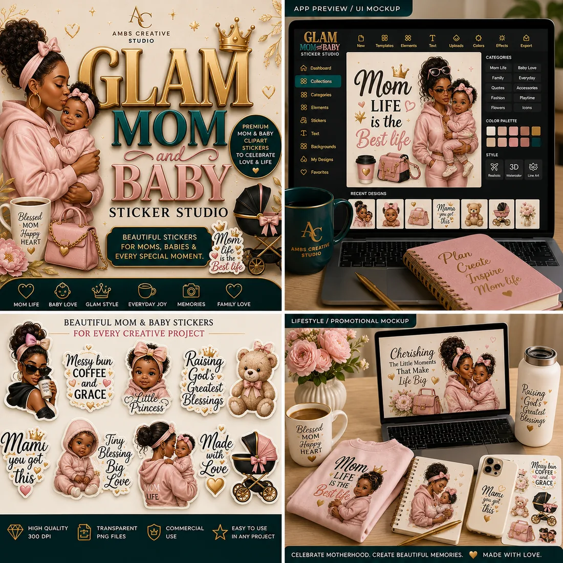 Glam Mom & Baby Sticker Studio preview