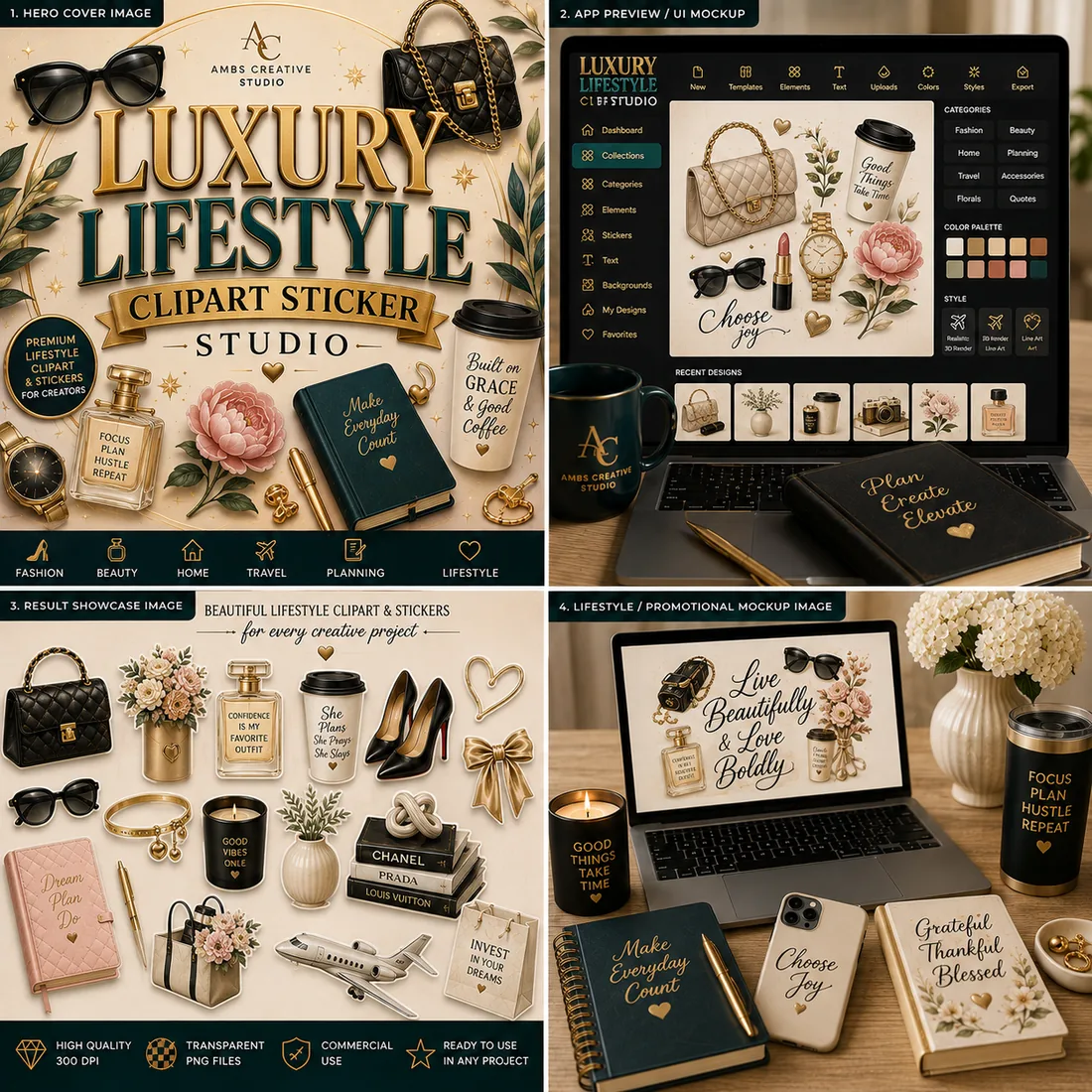 Luxury Lifestyle Clipart & Sticker Studio preview