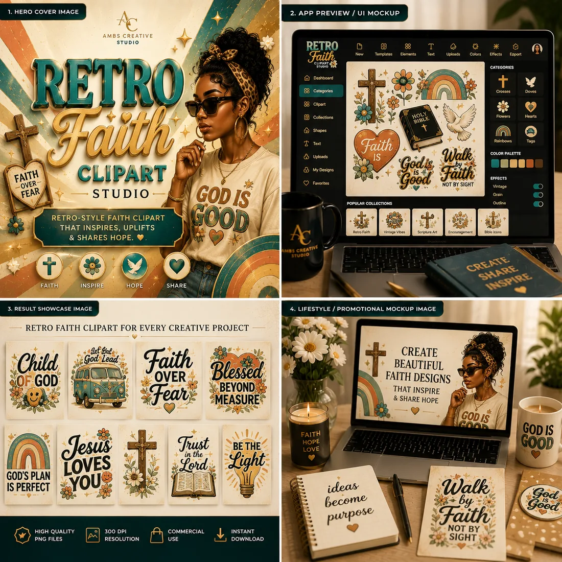 Retro Faith Clipart Studio preview